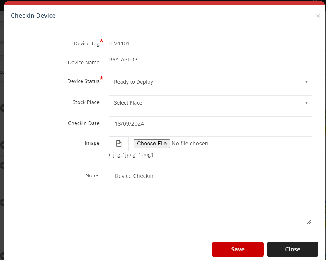 How to check in a Device? | ITM DOCS