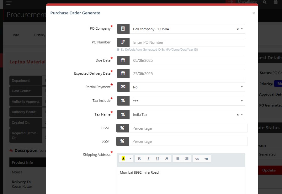 How to manage a Procurement Request | ITM DOCS