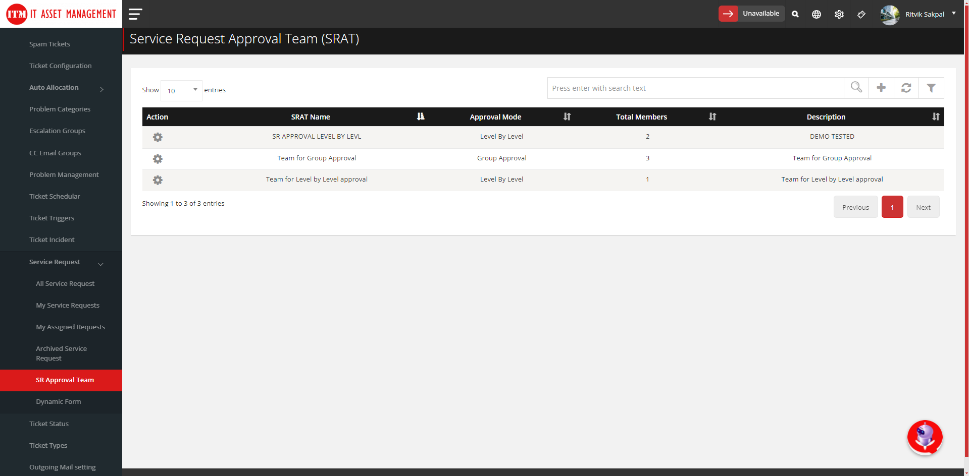 How to create a Service Request Approval Team (SRAT)? | ITM DOCS