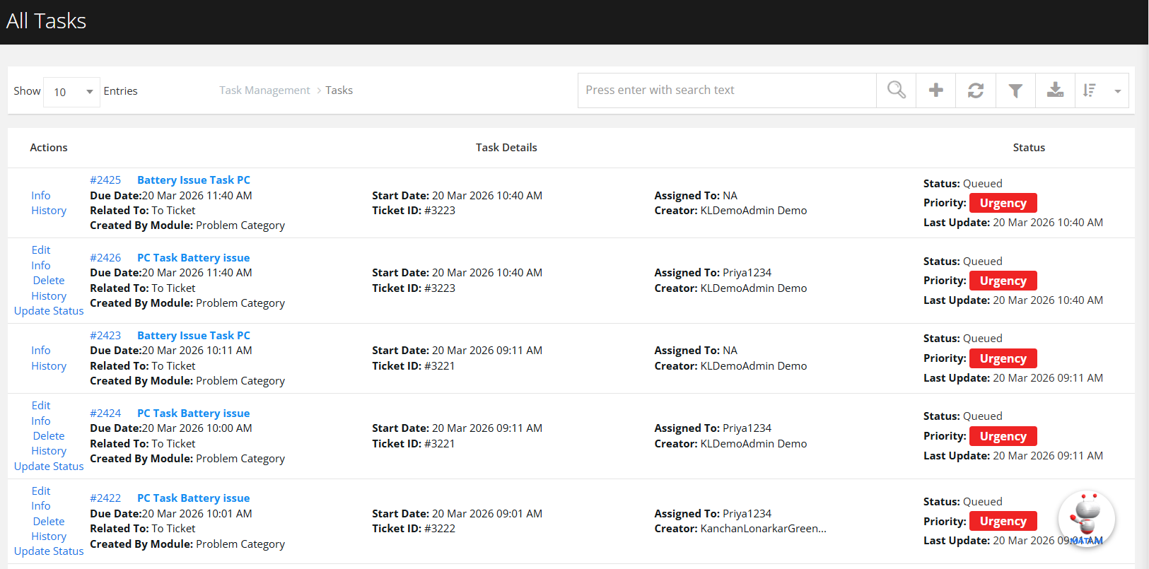 Tasks List | ITM DOCS