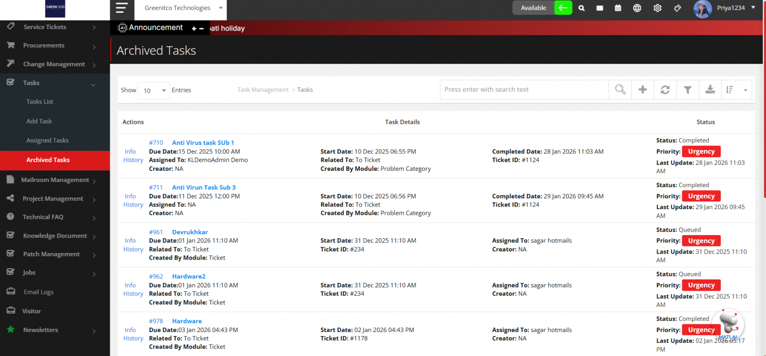 Archived Task | ITM DOCS