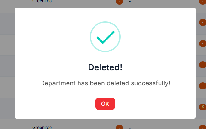 Department Delete Successful Model