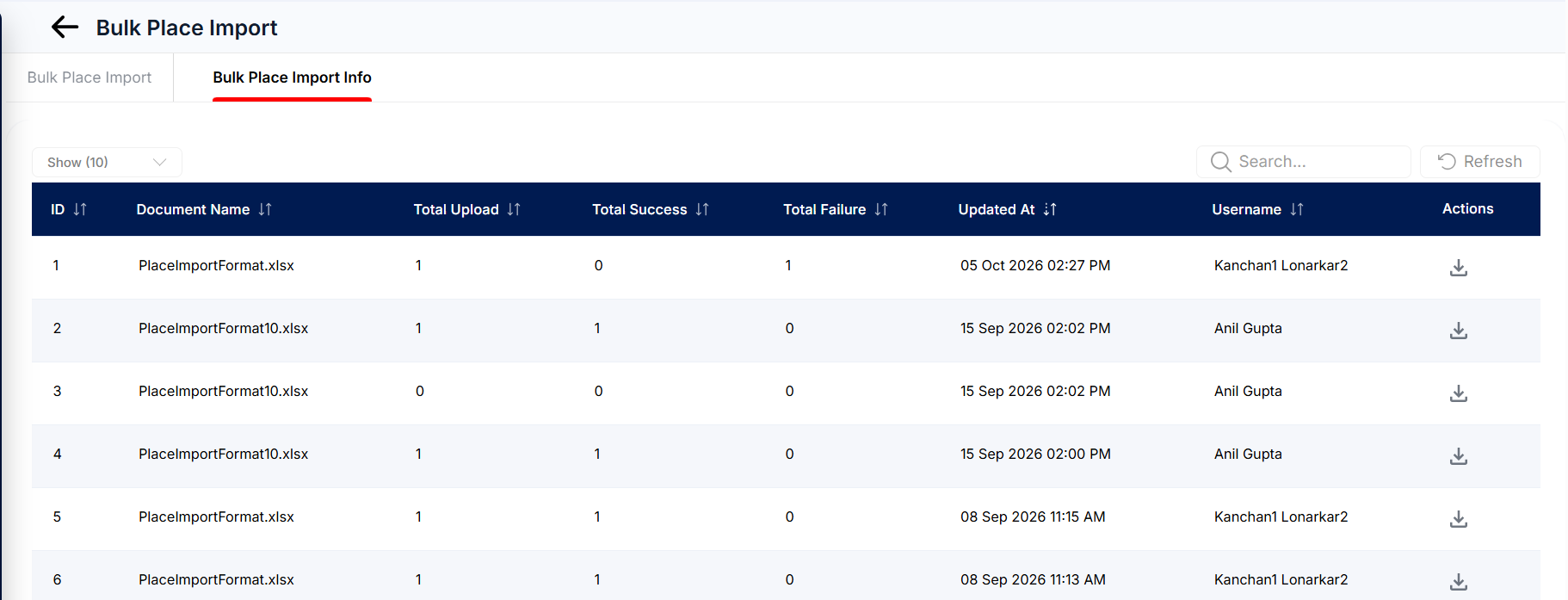 nternal Place Import &ndash; History Tab