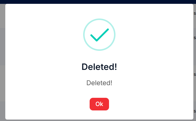 Location Delete Success Pop-up