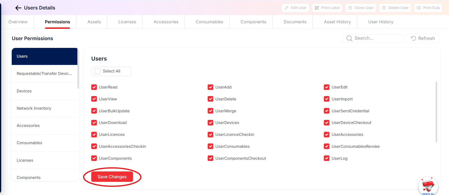 User-based permissions