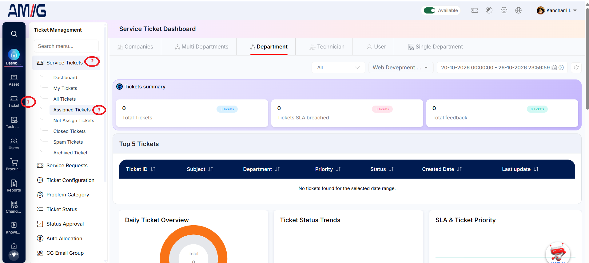 Assigned Tickets Navigation