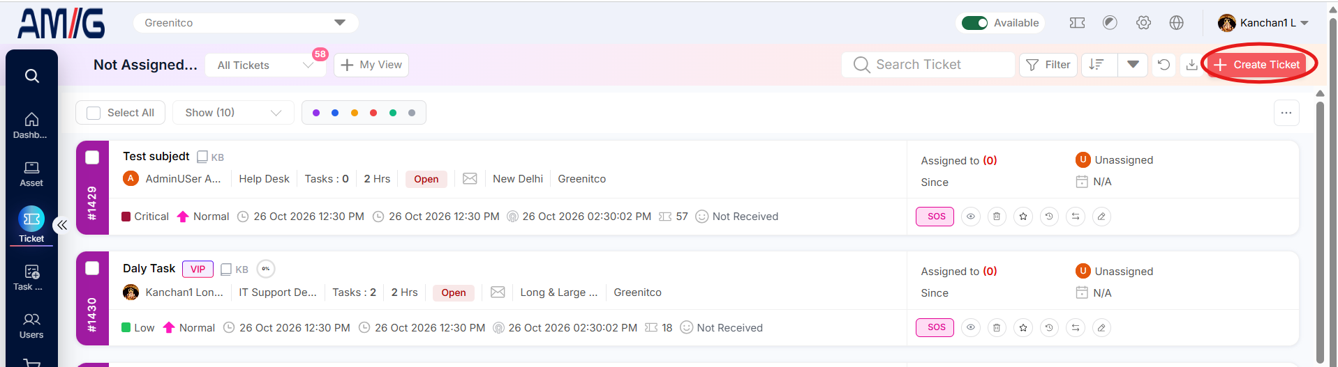 Create Ticket