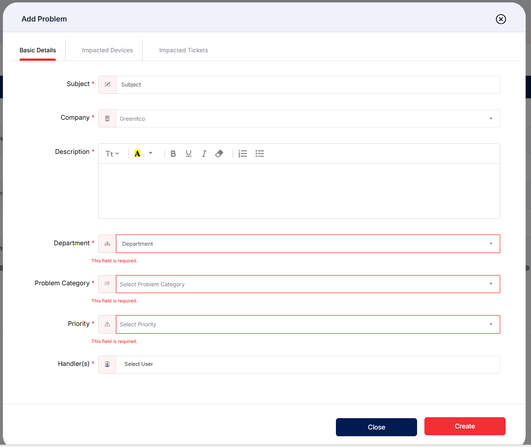 Add Problem &mdash; Basic Details tab