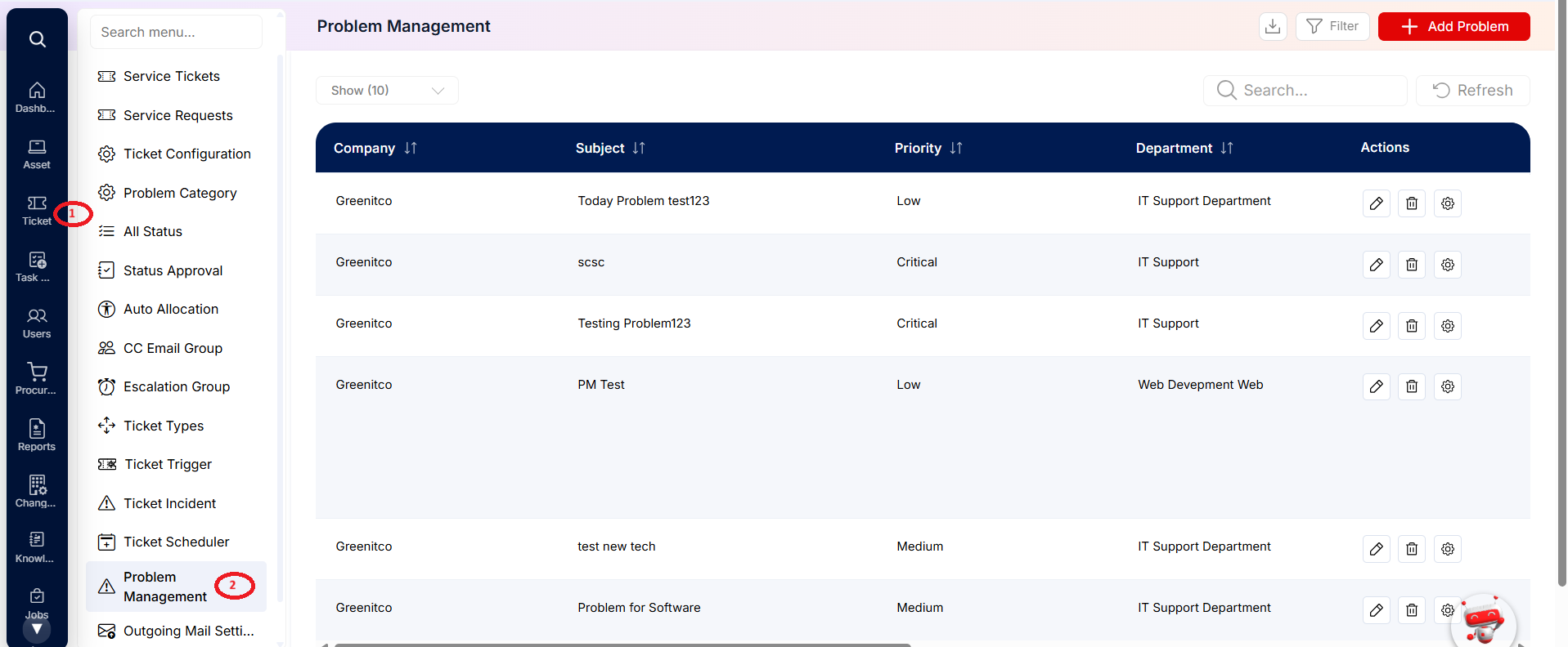 Problem Management Navigation