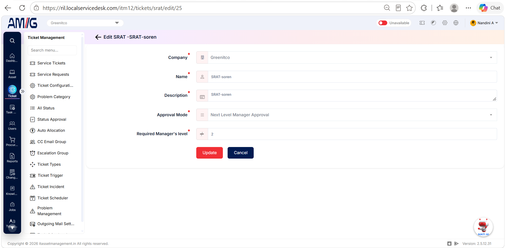 Service Request Approval Team (SRAT) · Administrator · ITM Documentation