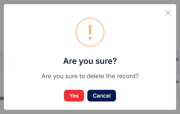 Ticket Incident Delete confirmation pop-up