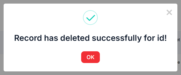 Ticket Incident Delete Successful pop-up