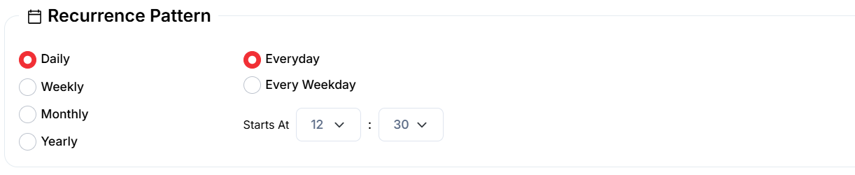 Daily recurrence options