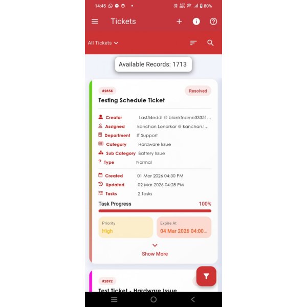 New ticket list