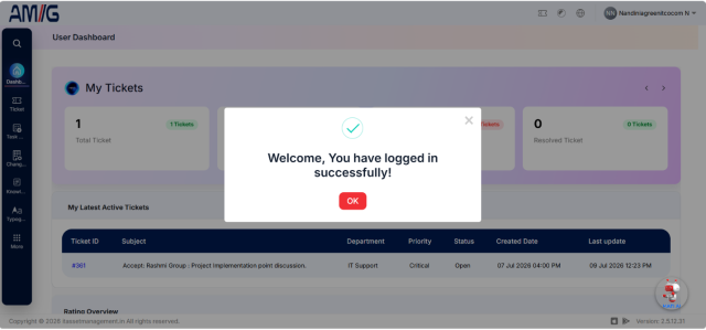 User portal after sign-in