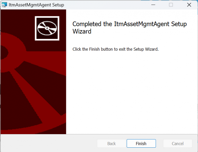 Windows agent installation complete