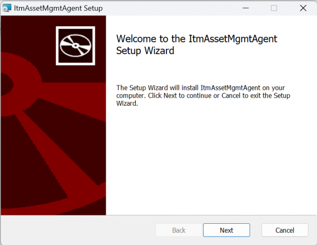 Windows agent installation step 1
