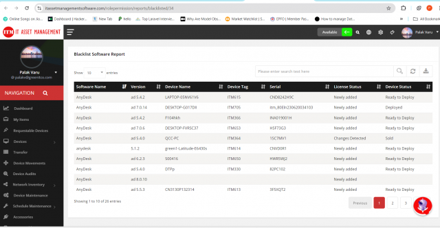 Blacklisted software devices