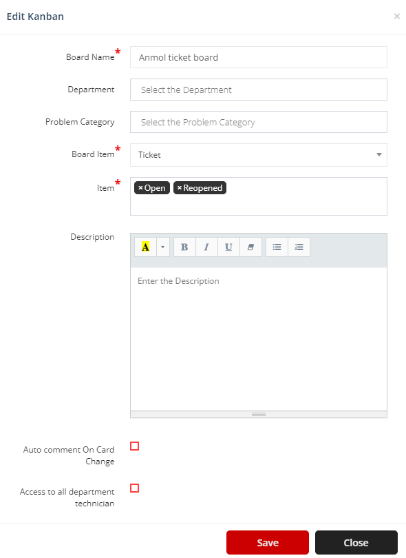 Kanban board