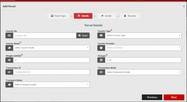 Add parcel details