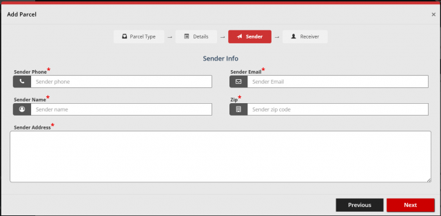 Add parcel sender