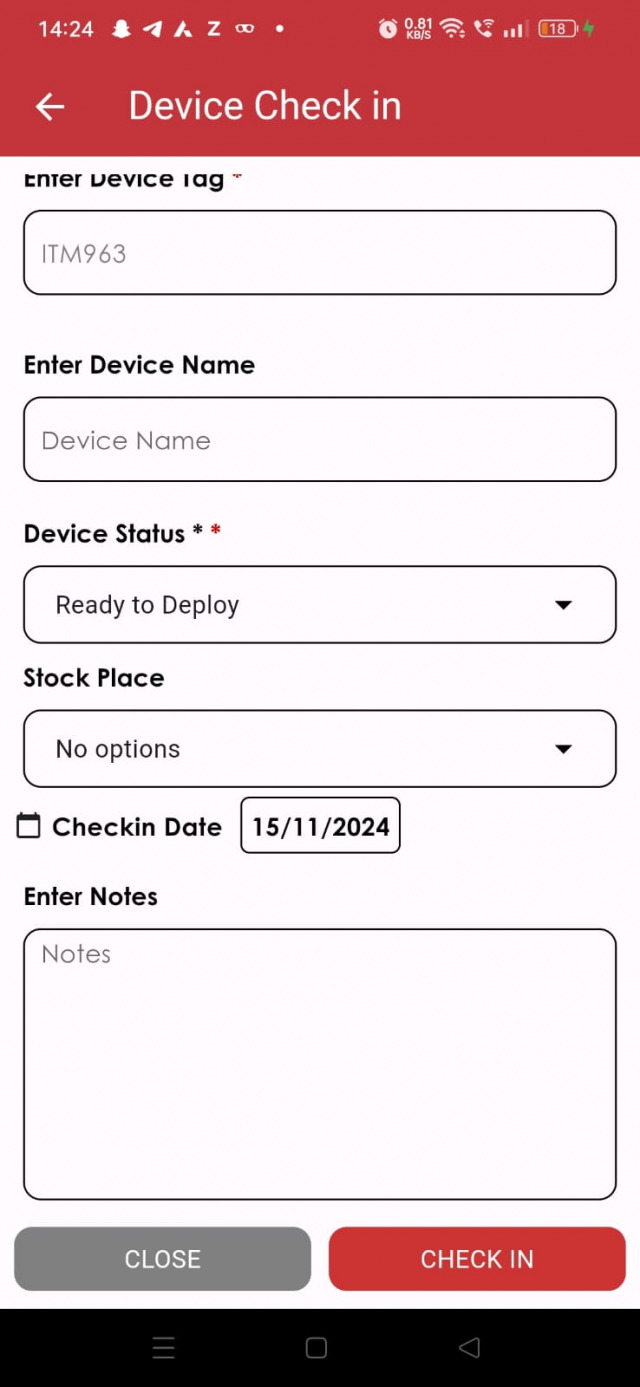 Device checkin