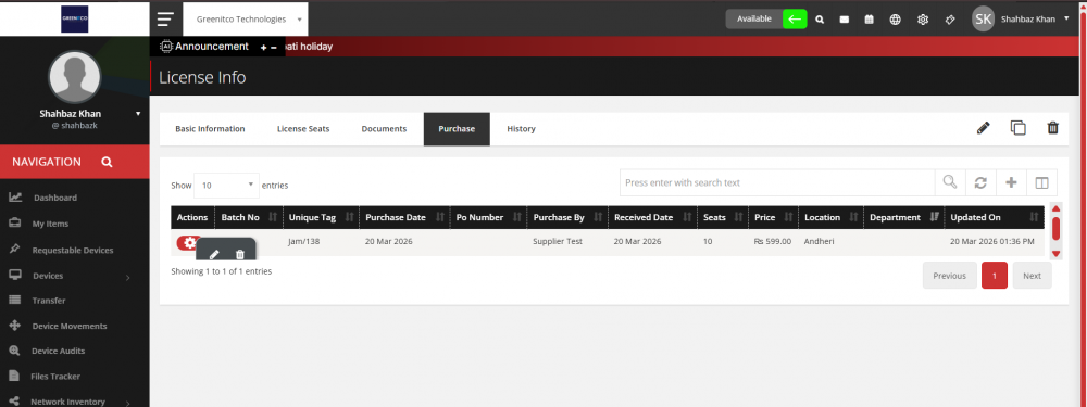 How to manage Purchase License | ITM DOCS