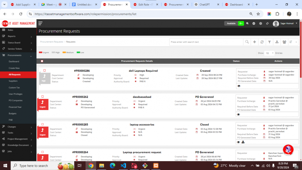 How to create a new Procurement Request? | ITM DOCS