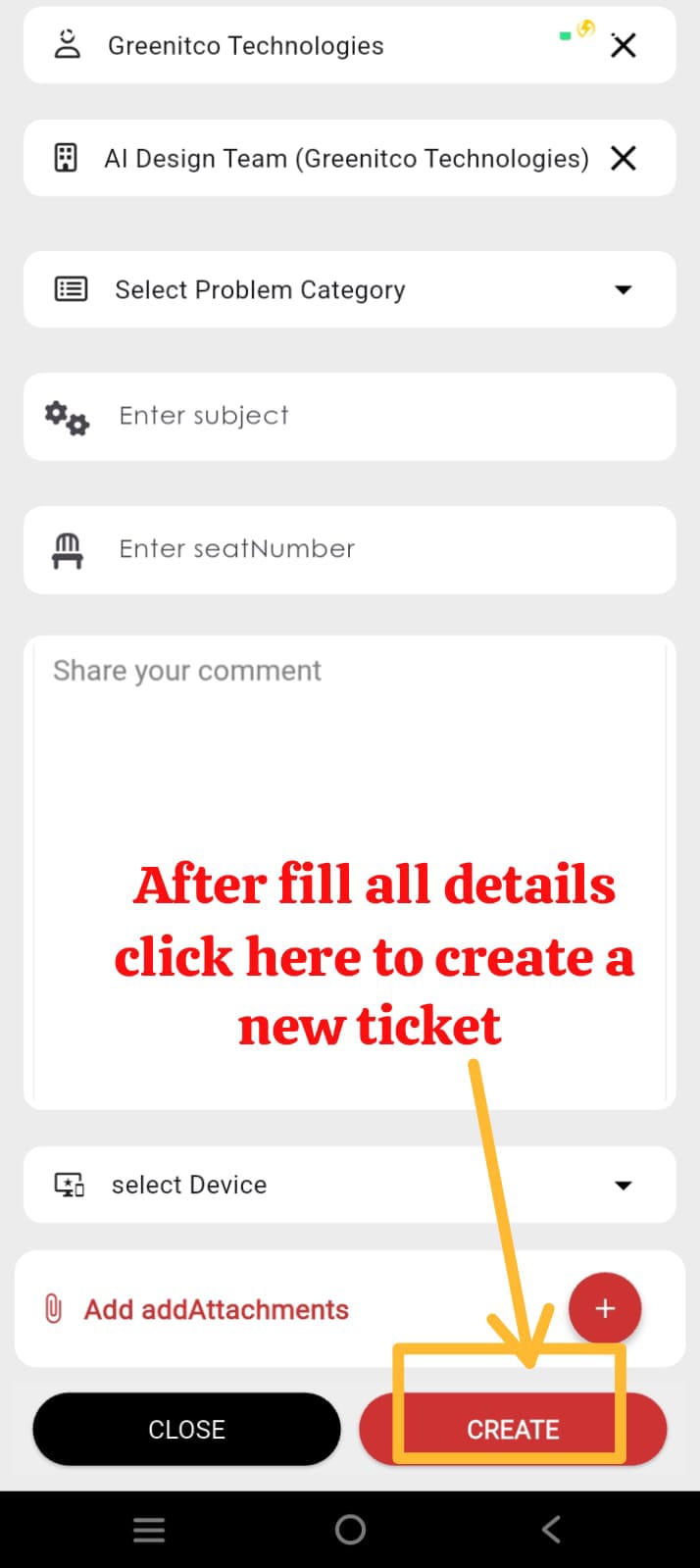 Create Service Ticket