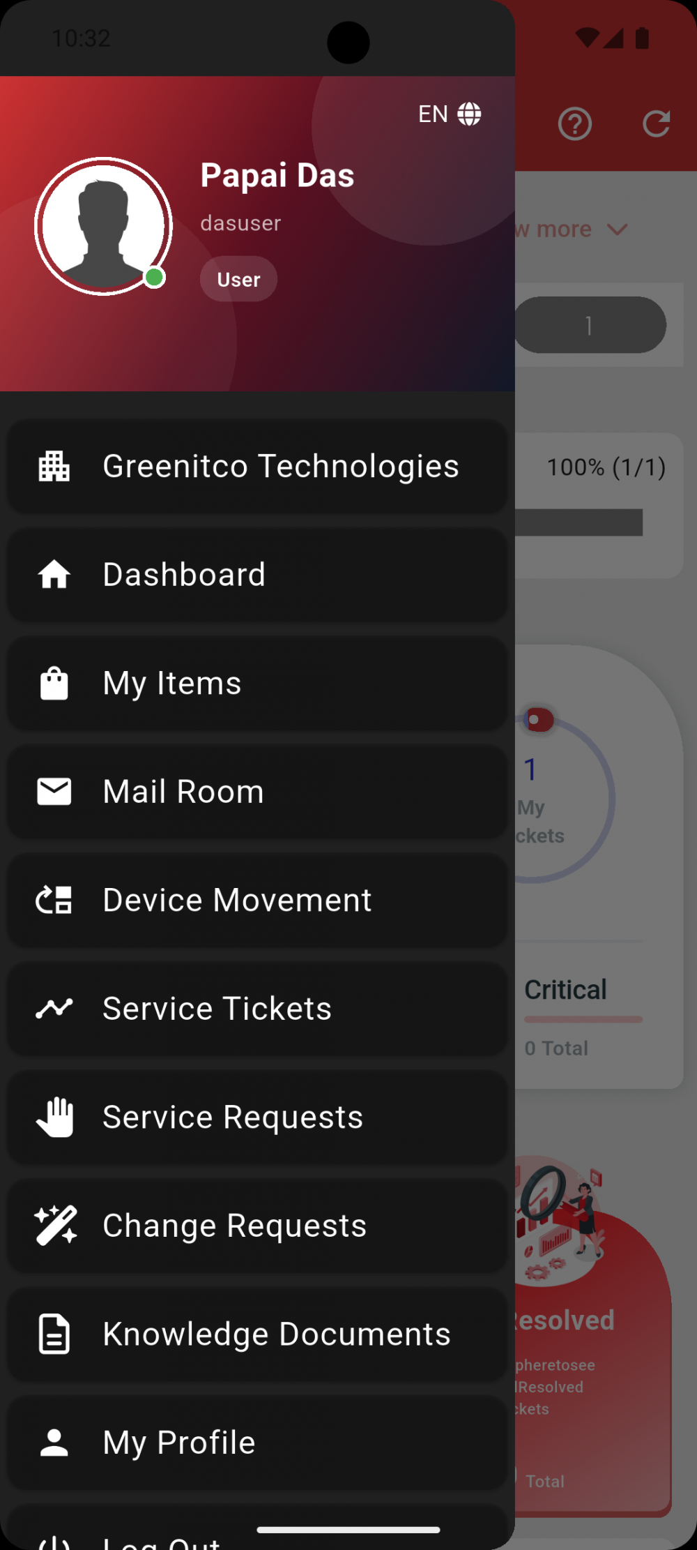 Normal User Side Menu