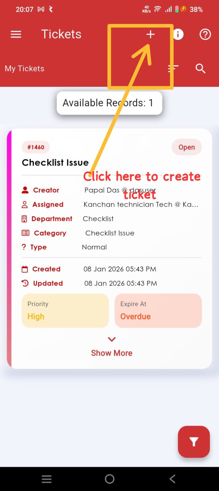 Service Ticket List
