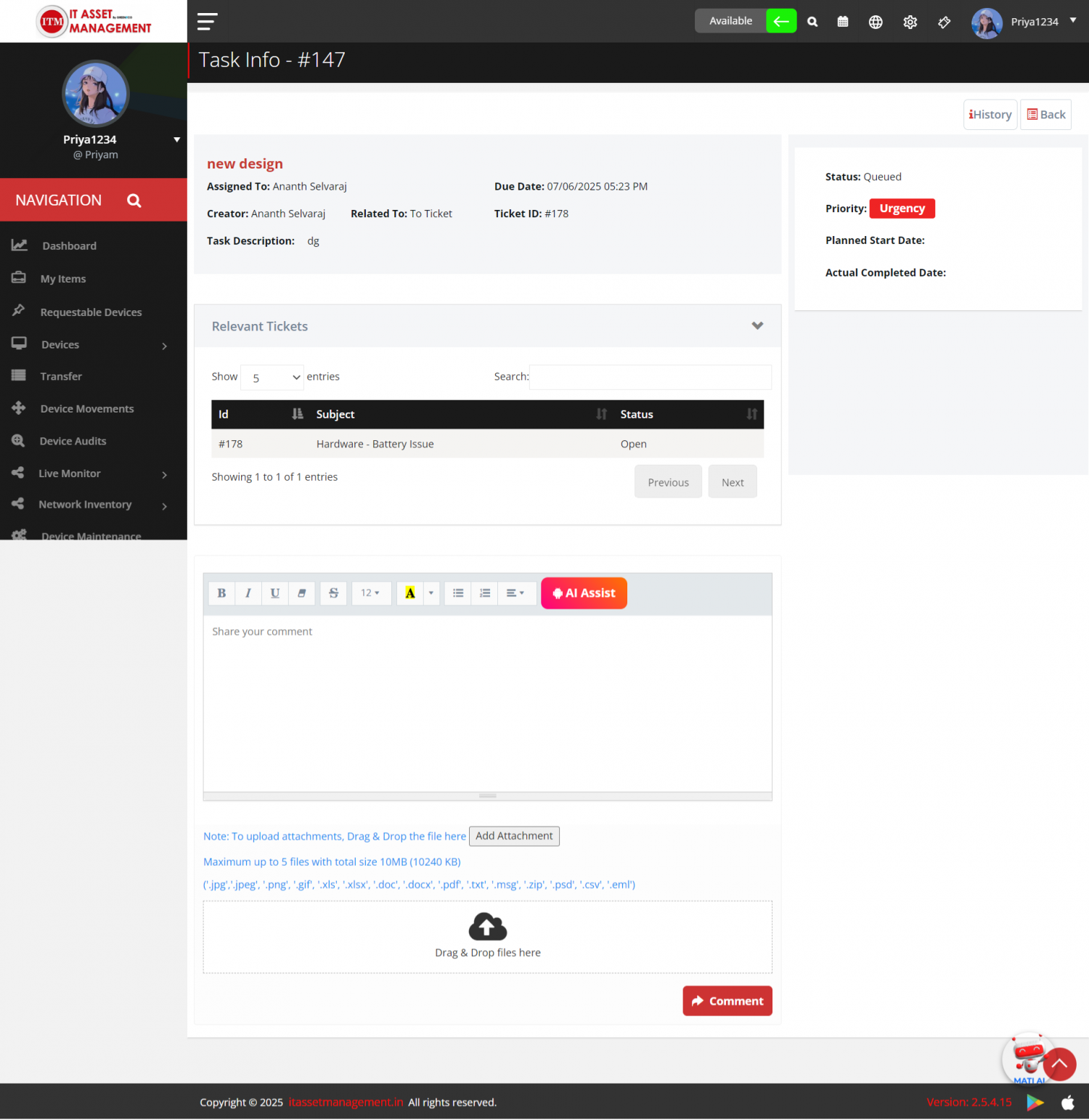 Ptask Module Task Module Integration with Ticket | ITM DOCS